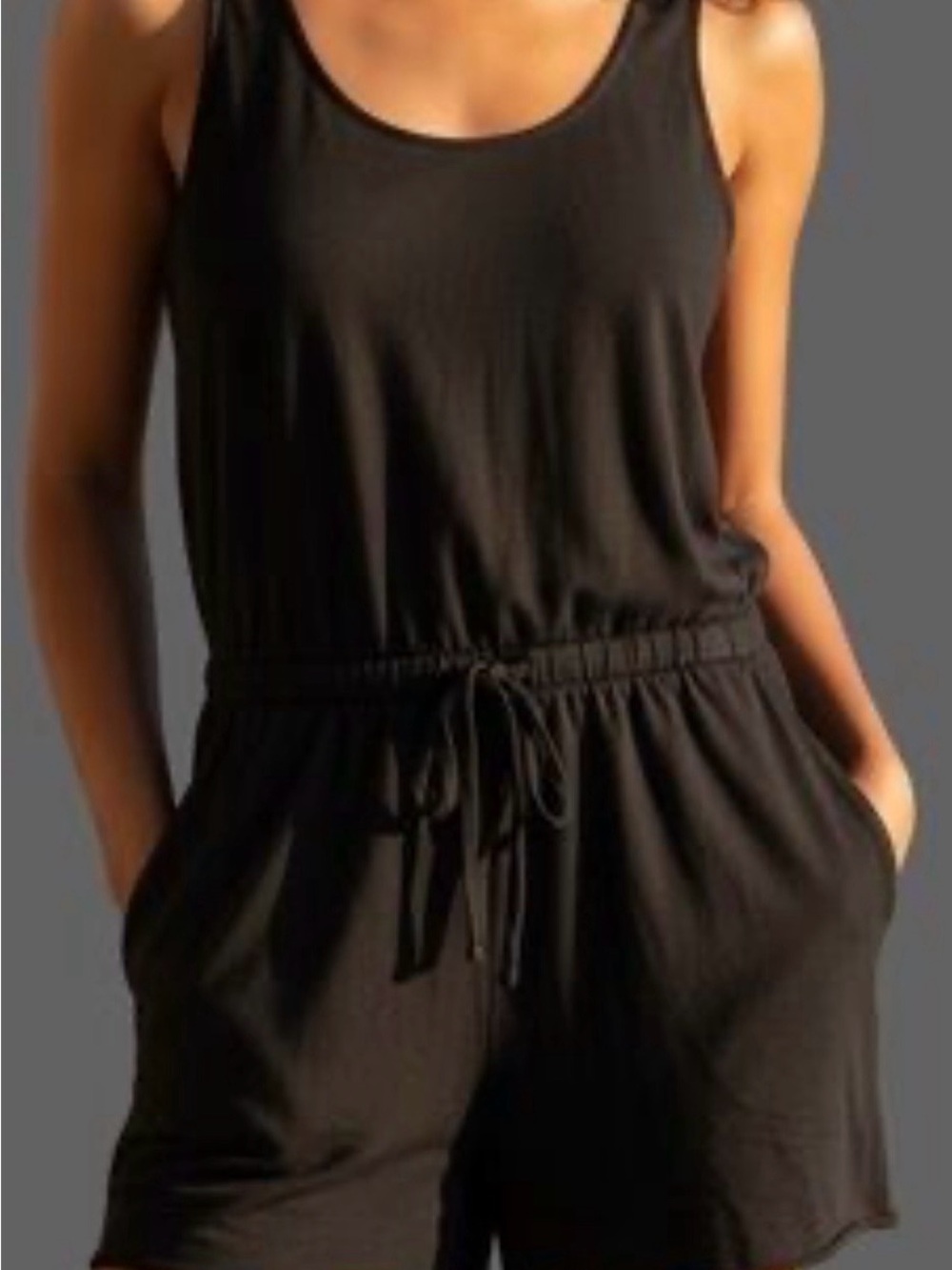 NWOT Pact Organic Cotton Hemp
Sleeveless Romper Charcoal Gray
Womens Size Large